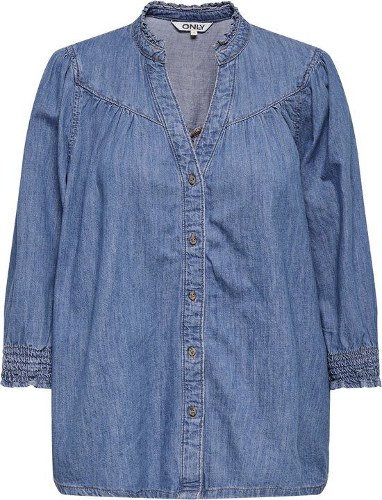 Only Raya Blouse - Medium Blue Denim - Women's Size L - Cotton