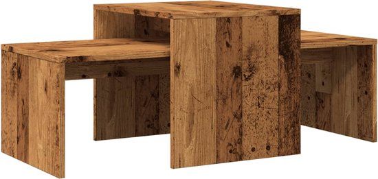 vidaXL Salontafelset 100x48x40 cm bewerkt hout oud houtkleurig