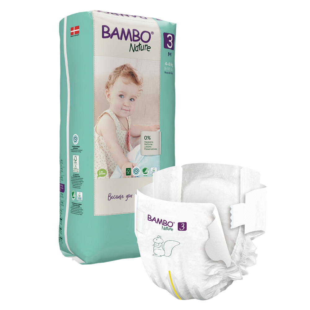 Bambo Nature Wegwerpluiers - 52 stuks - Wit