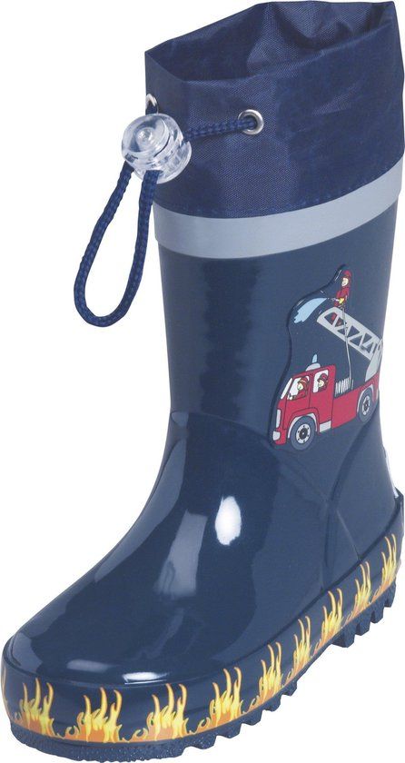 Playshoes Kinderen Brandweer Regenlaarzen - Donkerblauw - Maat 34/35