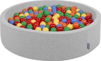 KiddyMoon Rond Ballenbad 120x30cm/600 Ballen ∅ 7cm Lichtgrijs:Geel-Groen-Blauw-Rood-Oranje