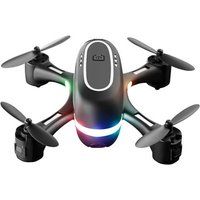 SZSMART H28 Mini drone met gekleurd LED-licht en enkele 480P-camera (2 batterijen - Levensduur batterij: 8 min - zwart)