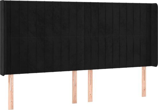 vidaXL Hoofdbord met randen fluweel zwart 183x16x118/128 cm