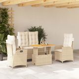 Maison Exclusive - Ensemble de jardin d'extérieur, 4 pièces, avec coussins, beige, en polyrotin