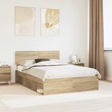 vidaXL Bedframe Sonoma Eiken 140 x 190 cm Massief Grenenhout