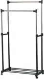 MSV 295 kledingrek met wieltjes, dubbel, roestvrij staal, zwart, 83 x 32 x 95 cm
