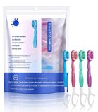 Mini set de brosse à dents, brosse à dents de voyage 5-en-1 avec dentifrice et gratte-langue