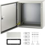 Merkloos / Sans marque Stalen Elektrische Behuizing, 50,8x40,6x25,4 Cm - NEMA 4X - IP66 Waterdicht - Met Montageplaat - Grijs Binnen- en Buitentoepassingen