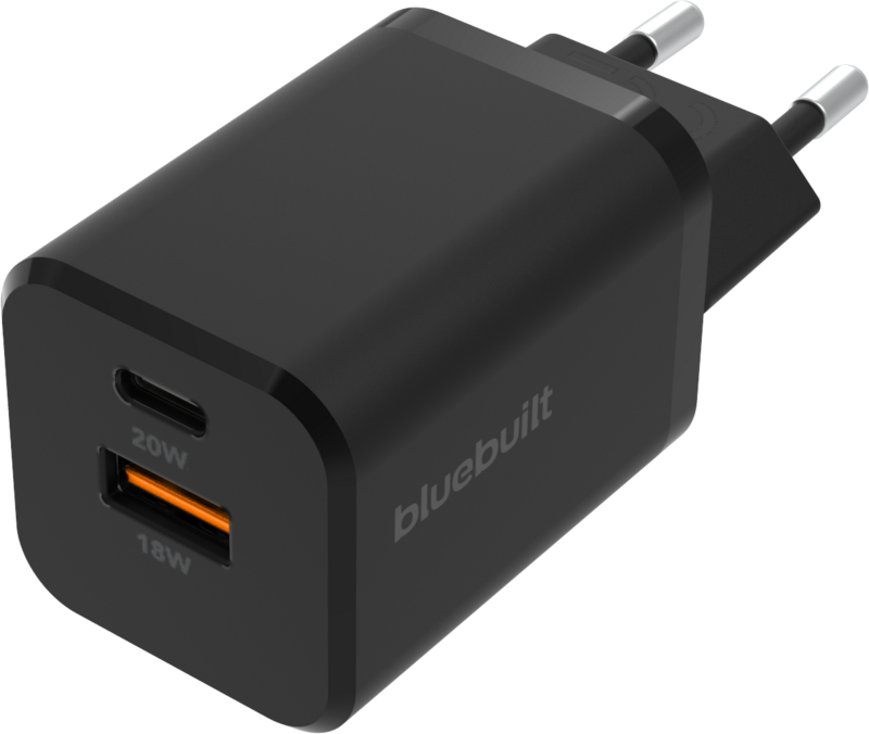 BlueBuilt BlueBuilt Power Delivery en Quick Charge Oplader met 2 Usb Poorten 38W Zwart