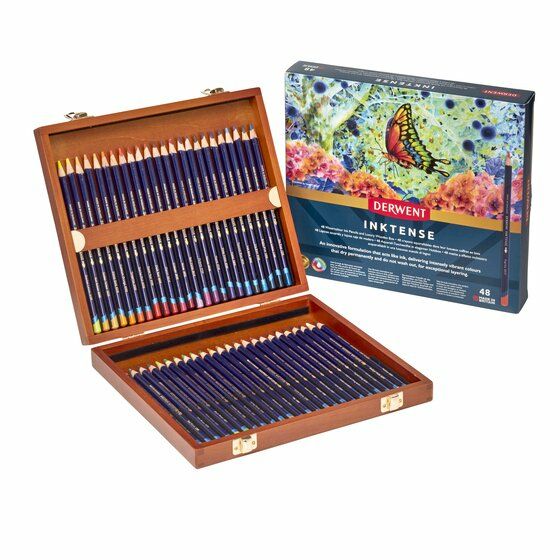 Derwent Inktense 48 Watercolour Pencils - Wooden Box Set