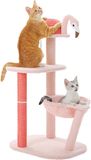 Merkloos / Sans marque Famanu Kleine kattenboom met grote hangmat en baars - creatieve krabpalen - lichtroze - 87 cm