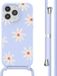 iMoshion Hoesje iPhone 14 Pro Max - Siliconen Back Cover met Koord - Lila Flower Distance