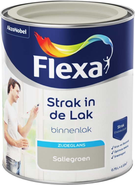 FLEXA Strak in de Lak - Watergedragen - Zijdeglans - saliegroen - 0 75 liter