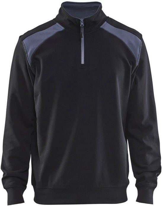 Blåkläder Blaklader 3353 Sweatshirt Bi-Colour met halve rits Zwart/Grijs S