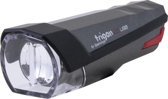 Spanninga Trigon Fiets koplamp - 25 lux - USB-Oplaadbaar - Grijs