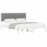 vidaXL Bedframe met gestoffeerde hoofdbord, lichtgrijs, 160 x 200 cm