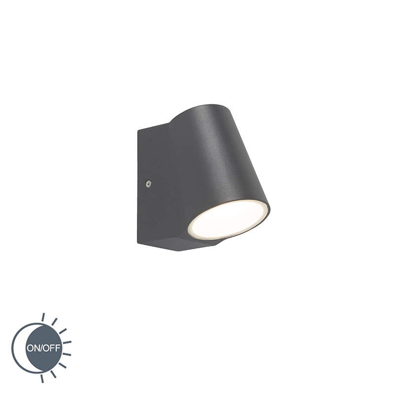 QAZQA Moderne buitenwandlamp donkergrijs met licht-donker sensor incl. LED - Uma