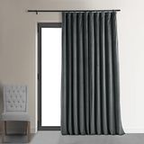 HPD Half Price Drapes Signature Dubbelbreed verduisterend fluwelen gordijn, natuurlijk grijs, 100 x 108 cm