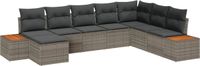 vidaXL Tuinbank Set 9-delig 8 Zitplaatsen Grijs Polyrattan