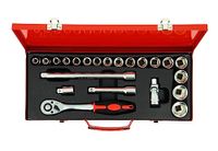 PRECISION STEEL Slangset 1/2 ratel + dopsleutels 10 tot 32 mm/22 stuks