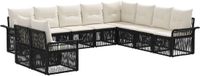 vidaXL Tuinbank Set 10 st Zwart poly rattan