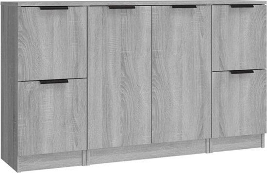 vidaXL Dressoirs 3 st bewerkt hout grijs sonoma eikenkleurig