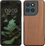 kwmobile telefoonhoesje geschikt voor Motorola Moto G57 Power / Moto G67 Power - Hoesje met bumper in donkerbruin - Backcover - hout