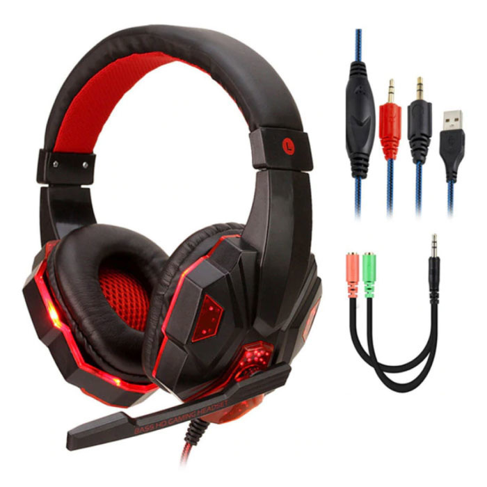 Stuff Certified Bass HD Gaming Headset Stereo Koptelefoon Headphones met Microfoon voor PlayStation 4 / PC Rood
