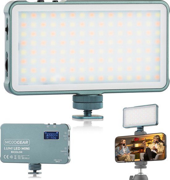 MOJOGEAR Lumi Bicolor LED Mini Video Light - 6.5W - 120 LED's - 5500K - 490 lm - Gray