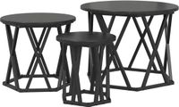 vidaXL Nestende bijzettafel 3 stuks zwart eiken 53 x 53 x 40 cm