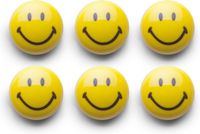 Zeller Magneten Smile / Emoticon - 6x - kunststof - 3 cm - koelkast / whiteboard