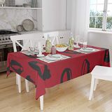 Bonamaison Tafelkleed, Anti-Mold, Sneldrogend, Waterdicht, 100% Polyester Tafellaken, rood Zwart, 140 x 160 Cm