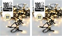 Merkloos Kerstverlichting - 3x stuks - warm wit - 180 led lampjes - 14 meter - zwart snoer - buiten