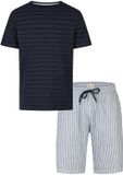 Phil & Co. Berlin Phil & Co Heren Shortama Korte Pyjama Set Donkerblauw/Grijs Gestreept - Maat XXL
