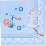 Graziano, Papieren servetten voor geboorte, lichtblauw, 20 servetten, 33 x 33 cm