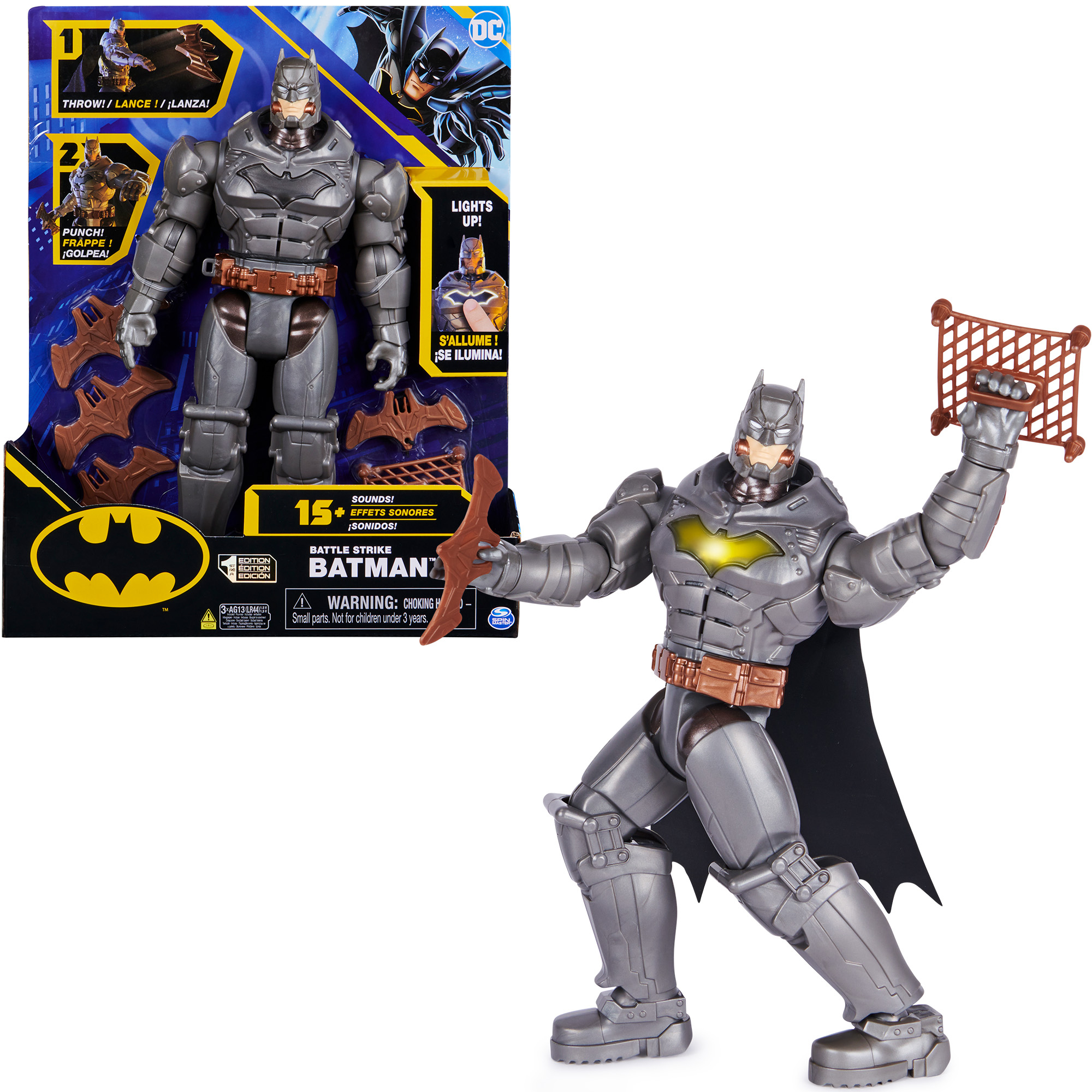 Spin Master DC Comics Batman - Battle Strike Batman-actiefiguur van 30 cm met 5 accessoires en meer dan 20 geluiden