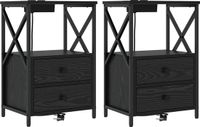 vidaXL Nachtkastje Zwart Eiken 2 stuks 40 x 31 x 60 cm