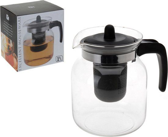 Theepot met Thee Infuser 1.5 L - Wit - Glas