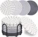 Ibenzoa® Sous-verres ronds faits à la main en coton et lin, set de 8, diamètre 11 cm, avec support en métal – protection absorbante et non toxique pour votre table