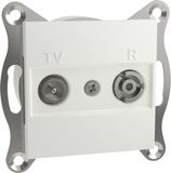 Schneider Electric Asfora TV-R outlet, IEC male+female, zonder frame, WIT