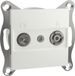 Schneider Electric Asfora TV-R outlet, IEC male+female, zonder frame, WIT