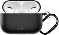 Puro Icon Serie - Siliconen Beschermhoes - Zwart - Met Karabijnhaak - Geschikt voor AirPods Pro 3