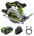 Greenworks 24V sans balais 165mm scie circulaire, 5.000 tr/min, lame de 20mm, profondeur de coupe réglable 45°/90°, lumière LED, avec batterie et chargeur CRG404