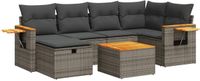 vidaXL 7-delige Loungeset met kussens, poly rattan, grijs