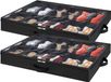 Chaussures organisateur avec fenêtre transparente - Set de 2 - Sac de rangement pliable avec poignées pour sous le lit - Noir