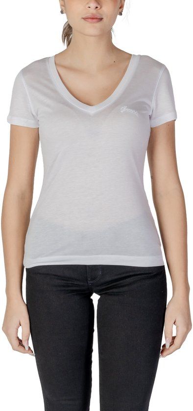 Guess V-hals T-shirt Korte Mouw Dames Wit