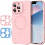 ESR Cloud Soft HaloLock Hoesje Geschikt voor Apple iPhone 16 Pro Max - Compatibel met MagSafe en HaloLock - Siliconen Back Cover - Magnetische Beschermhoes - Roze
