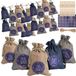 Merkloos / Sans marque Hong Kong Baijing Technology Limited Adventskalender om zelf te vullen 24 Jute Zakjes Bedrukte Stoffen Kerst Zakjes Incl. 24x Labels - Advent Kalender - Blauw / Grijs - 14cm x 10cm
