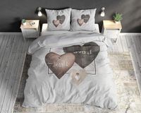Merkloos / Sans marque Wan GmbH Liefdes Hart Dekbedovertrek - 240 x 220 cm - 100% Katoen - Met knoopsluiting - Beddengoedset - 2 kussenslopen