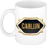 Bellatio Decorations Carlijn naam cadeau mok / beker met gouden embleem - kado verjaardag/ moeder/ pensioen/ geslaagd/ bedankt